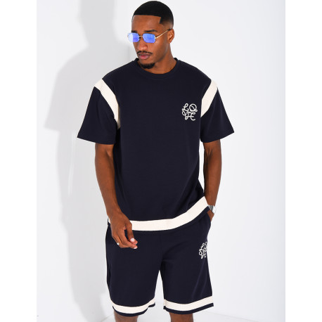 Shorts and T-shirt set with embroidered logo