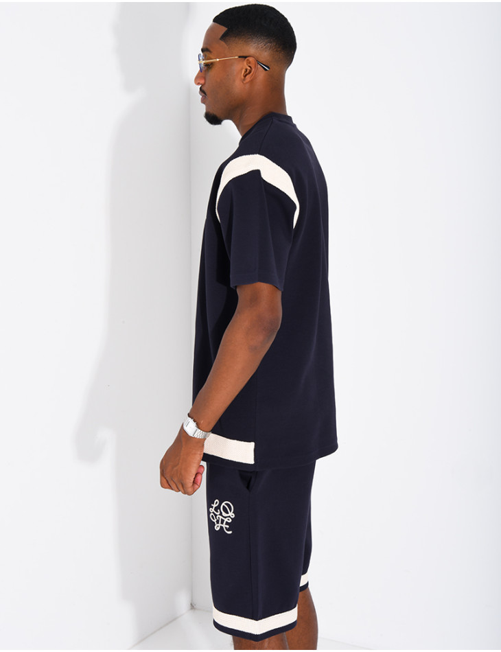 Shorts and T-shirt set with embroidered logo