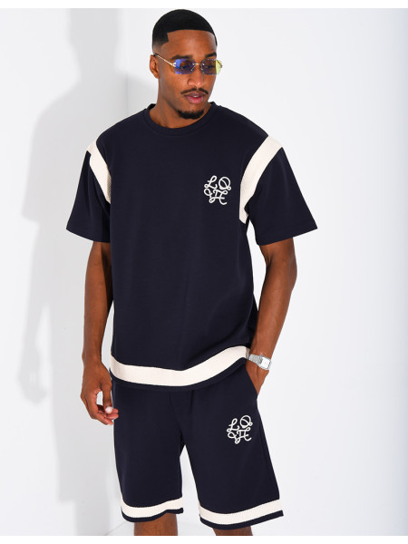 Shorts and T-shirt set with embroidered logo