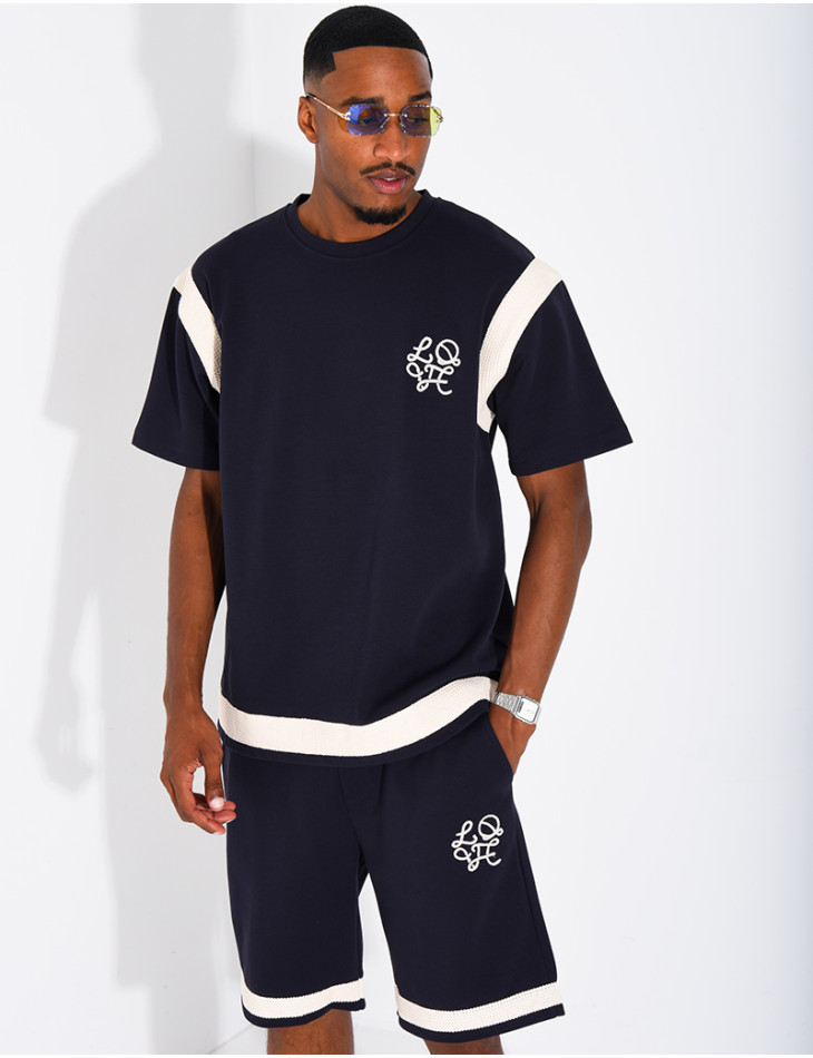 Shorts and T-shirt set with embroidered logo