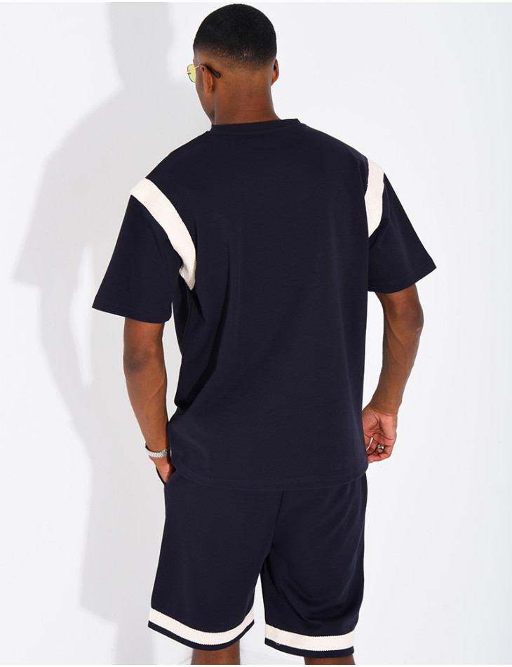 Shorts and T-shirt set with embroidered logo