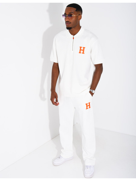 “H” Letter Pants and Polo Shirt Set