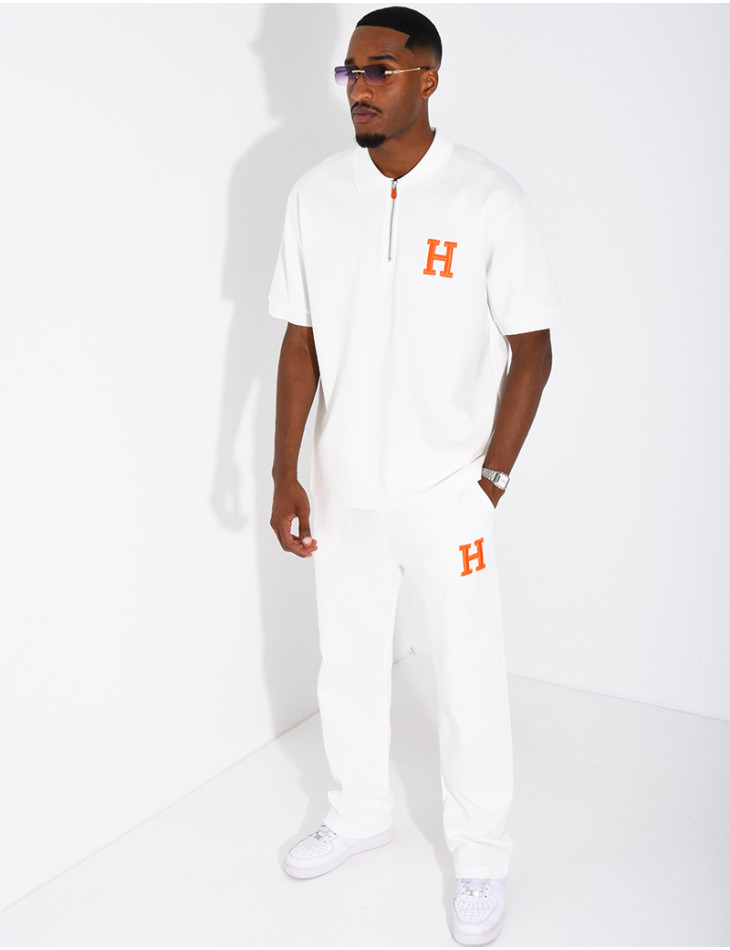 “H” Letter Pants and Polo Shirt Set