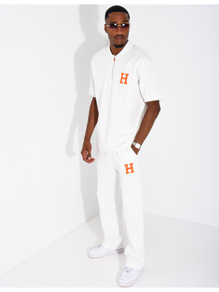 “H” Letter Pants and Polo Shirt Set
