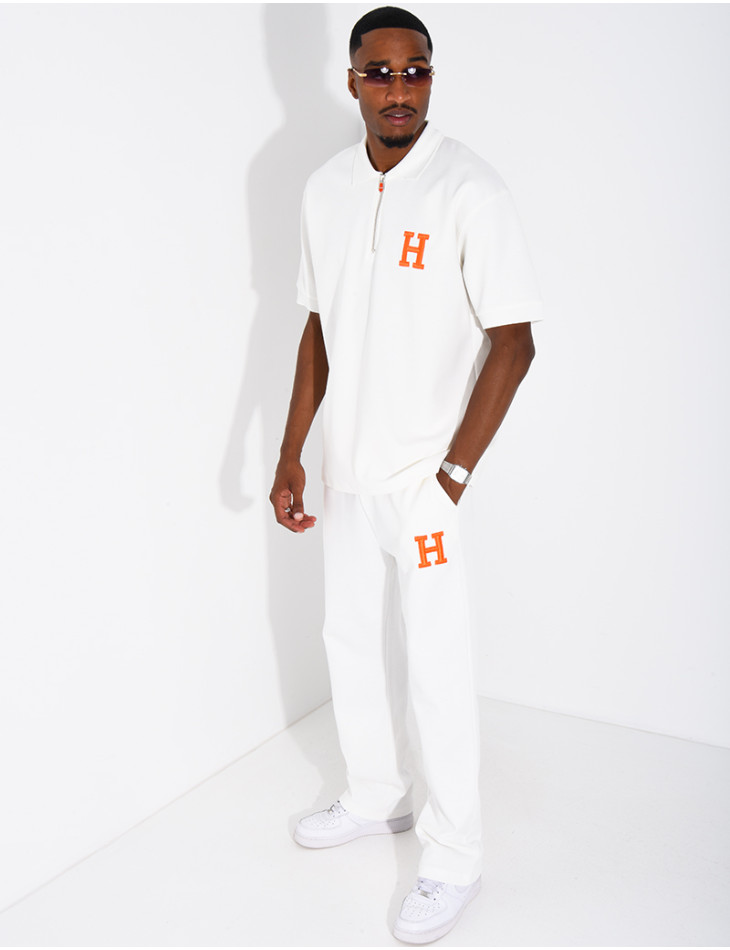 “H” Letter Pants and Polo Shirt Set