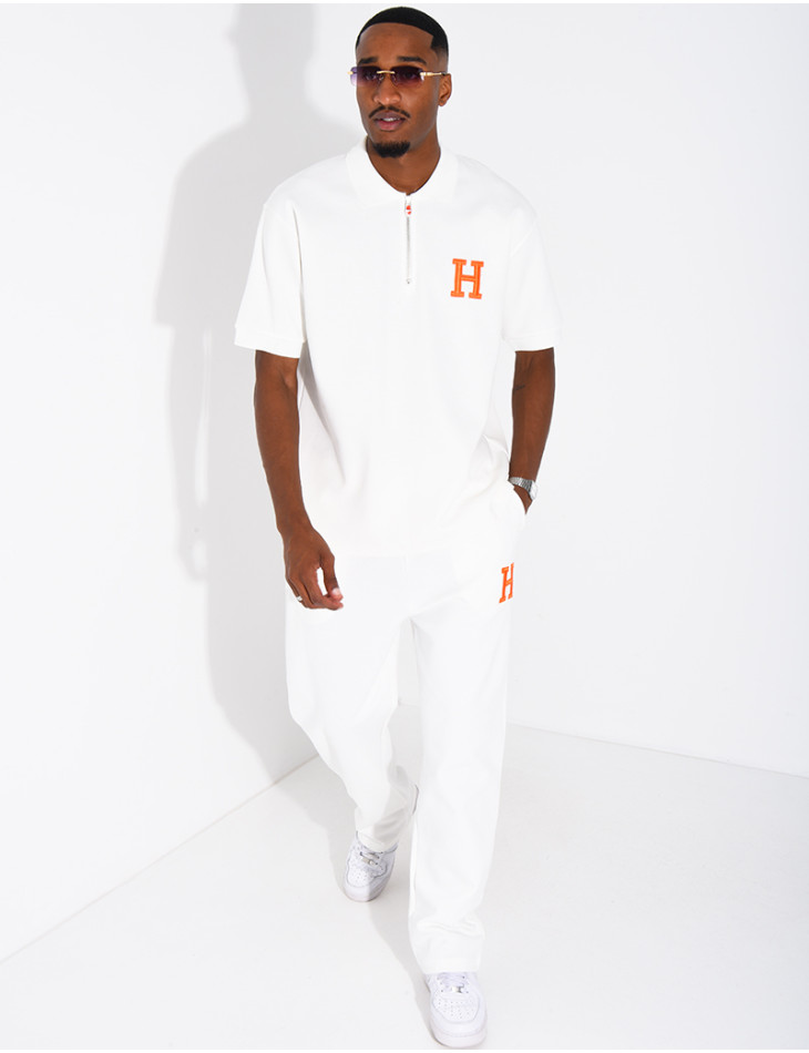 “H” Letter Pants and Polo Shirt Set