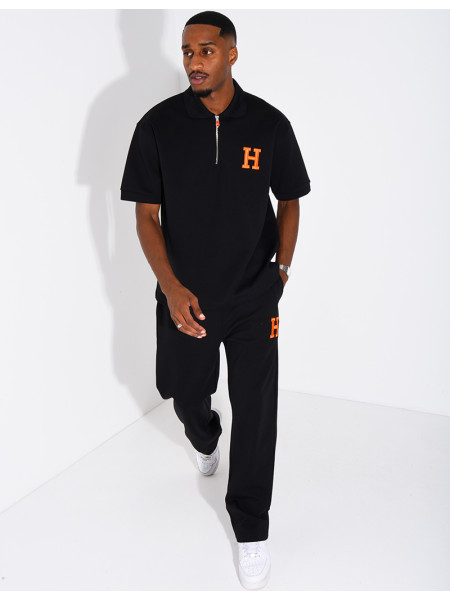 “H” Letter Pants and Polo Shirt Set