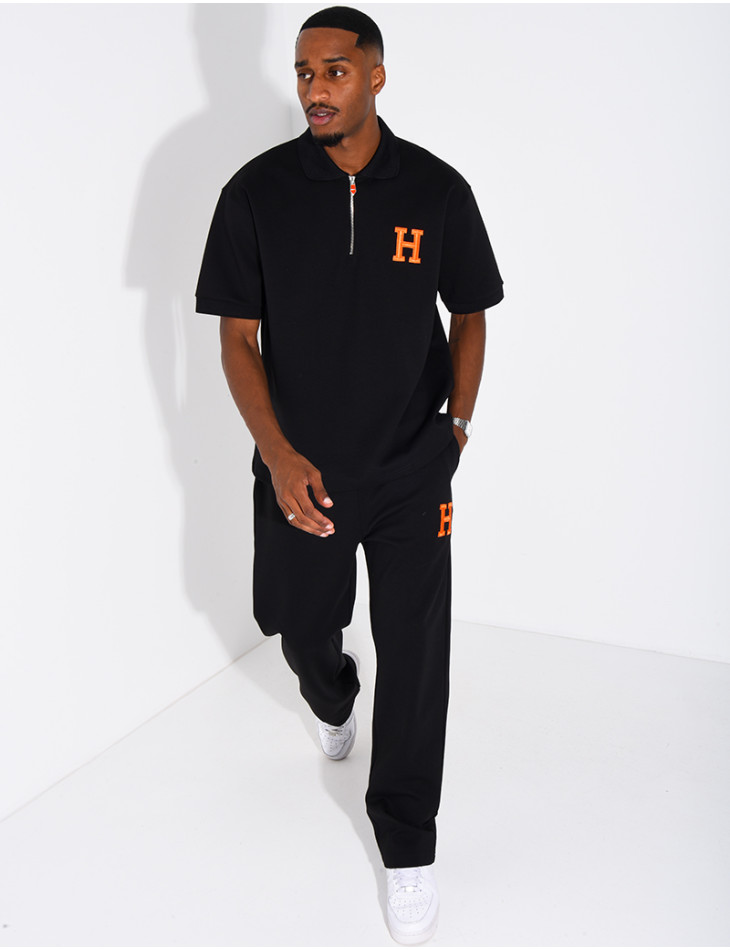 “H” Letter Pants and Polo Shirt Set