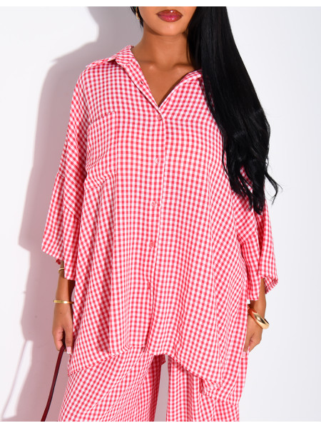 Ensemble chemise ample et pantalon à carreaux vichy