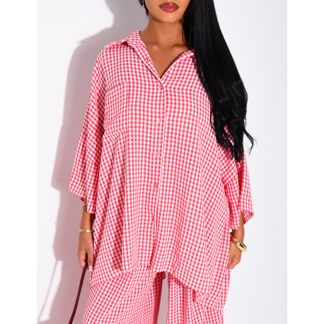 Ensemble chemise ample et pantalon à carreaux vichy