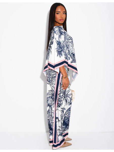 Ensemble top et pantalon fluide à motif style foulard