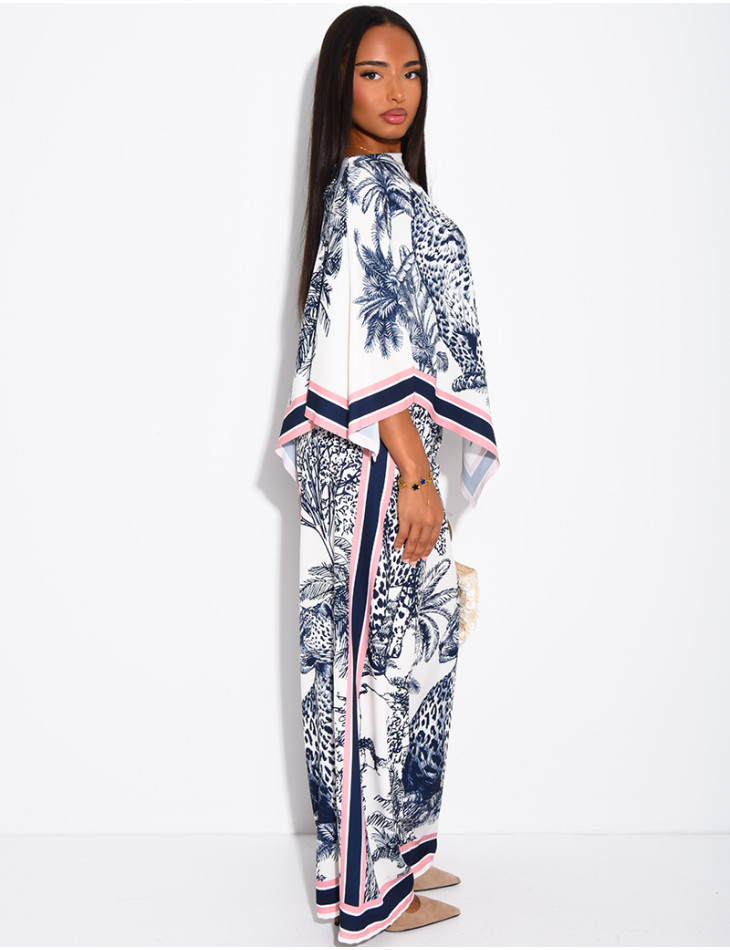 Ensemble top et pantalon fluide à motif style foulard
