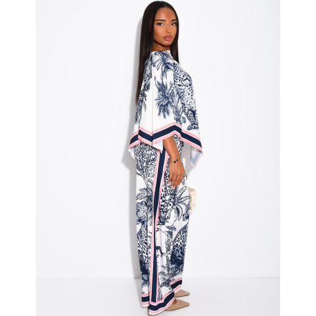 Ensemble top et pantalon fluide à motif style foulard