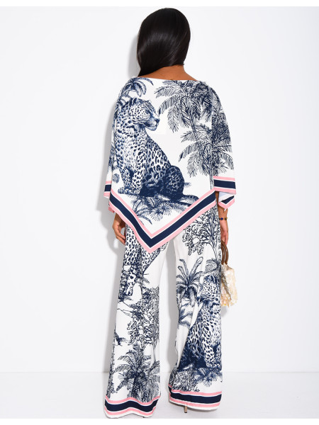 Ensemble top et pantalon fluide à motif style foulard