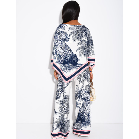 Ensemble top et pantalon fluide à motif style foulard
