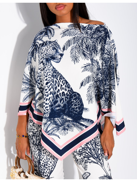 Ensemble top et pantalon fluide à motif style foulard