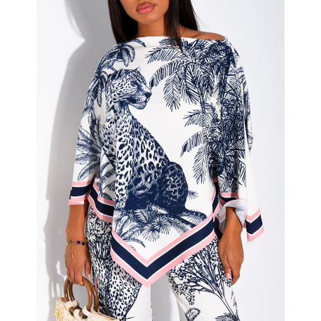 Ensemble top et pantalon fluide à motif style foulard
