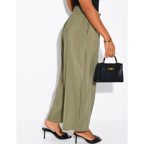 Fließende 7/8-Bermudashorts mit hoher Taille