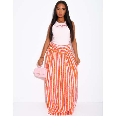 Long, flared striped skirt
