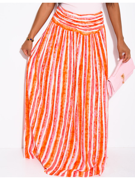Long, flared striped skirt