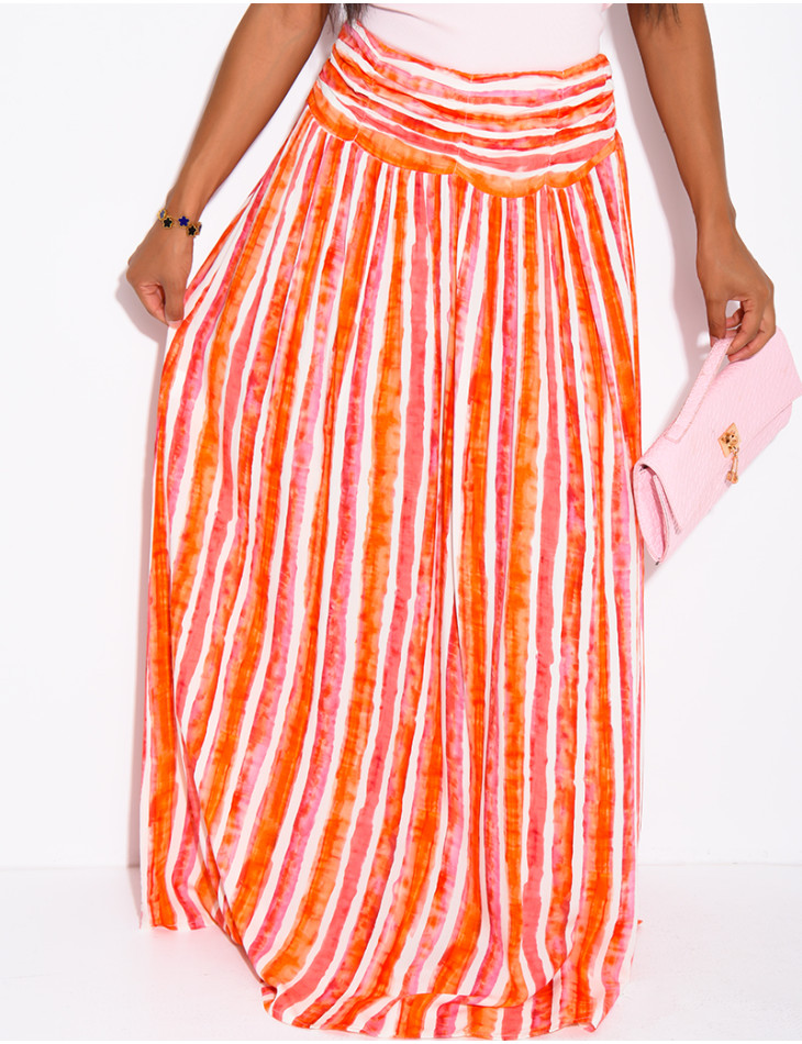 Long, flared striped skirt