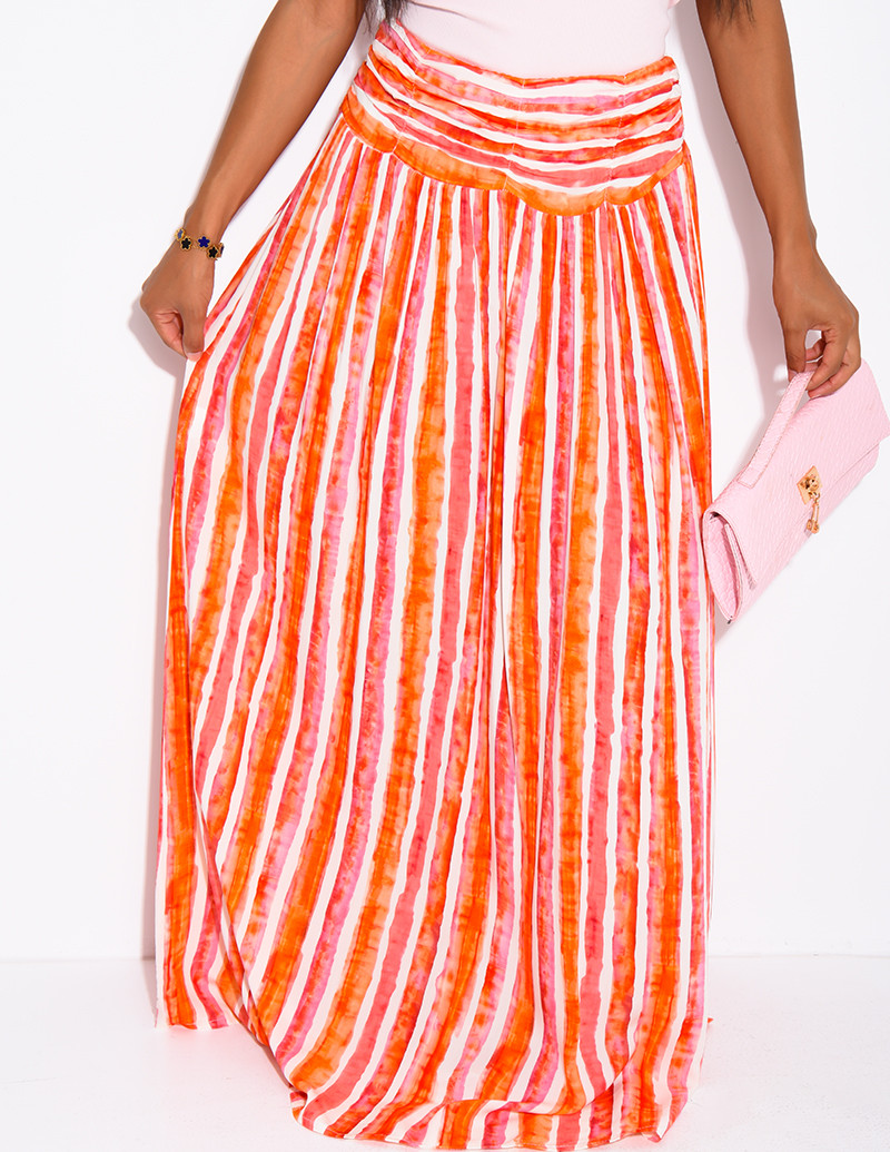 Long, flared striped skirt