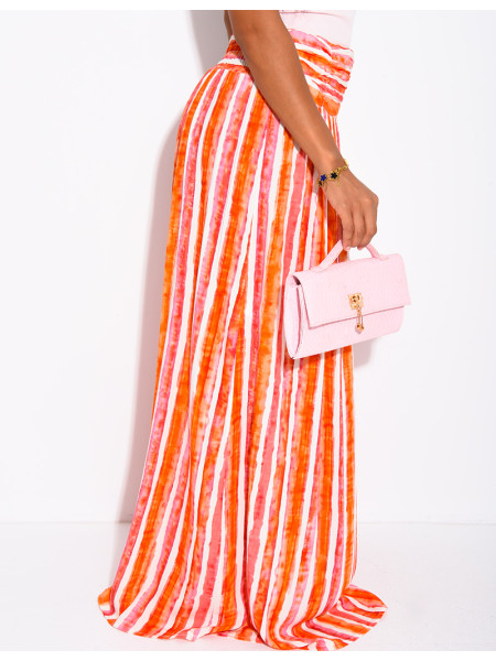 Long, flared striped skirt