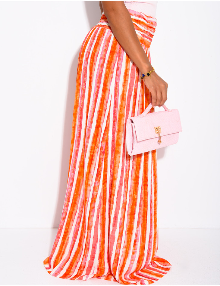 Long, flared striped skirt