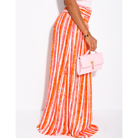 Long, flared striped skirt
