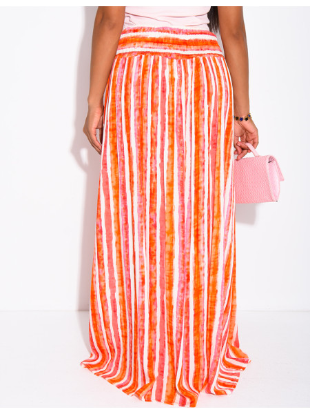 Long, flared striped skirt