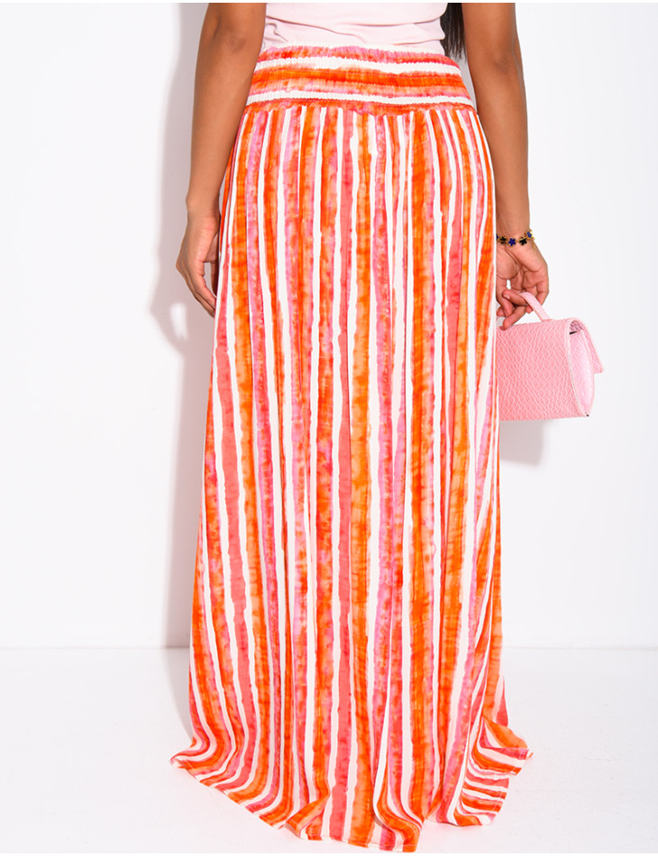 Long, flared striped skirt