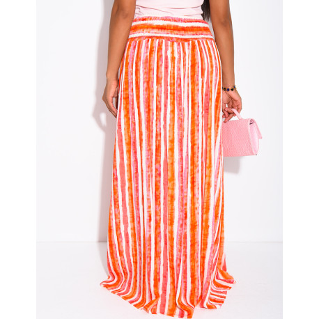 Long, flared striped skirt