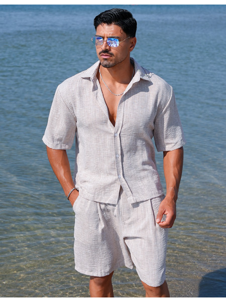 Ensemble en lin short et chemise manches courtes