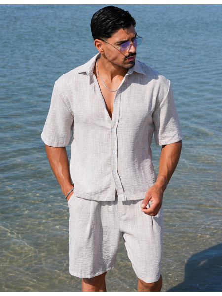 Ensemble en lin short et chemise manches courtes