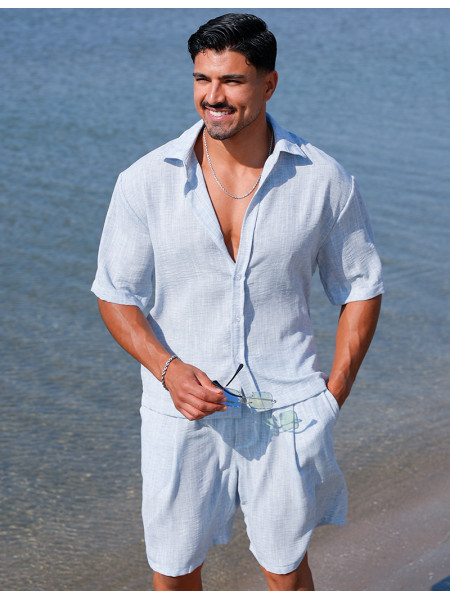 Ensemble en lin short et chemise manches courtes