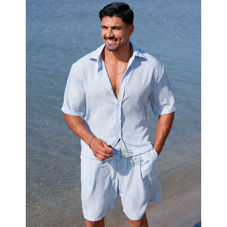 Ensemble en lin short et chemise manches courtes