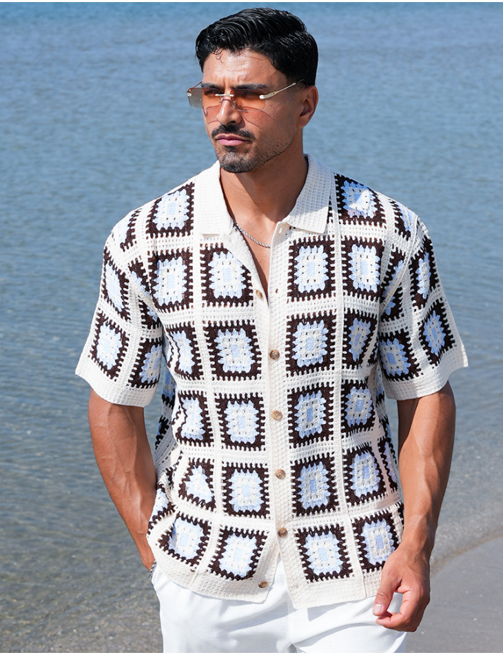 Chemise ajourée à motifs