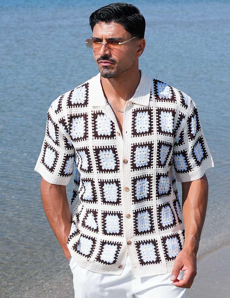 Chemise ajourée à motifs