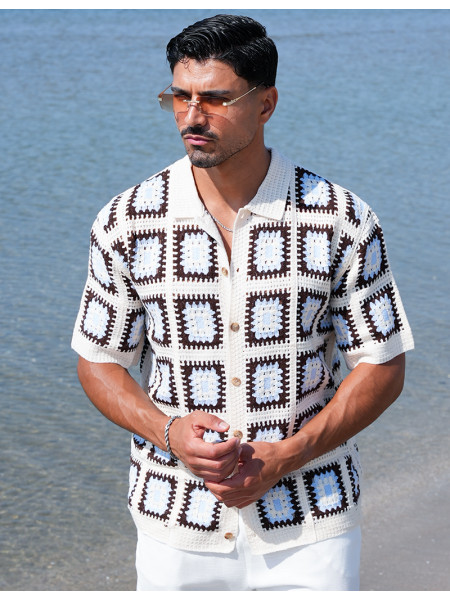 Chemise ajourée à motifs