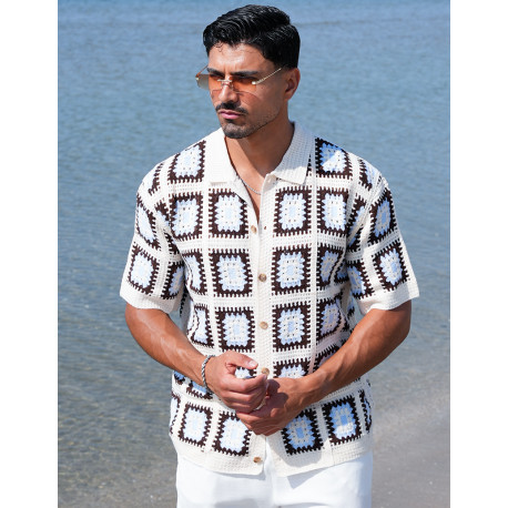 Chemise ajourée à motifs