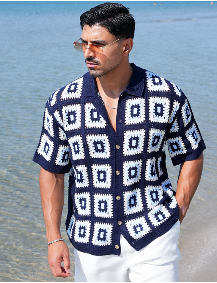 Chemise ajourée à motifs