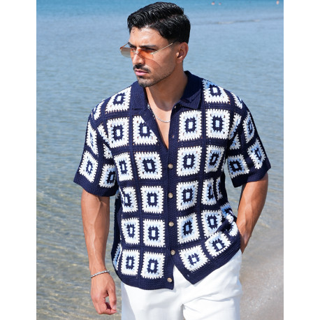 Chemise ajourée à motifs