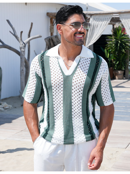 Polo Homme en maille ajourée