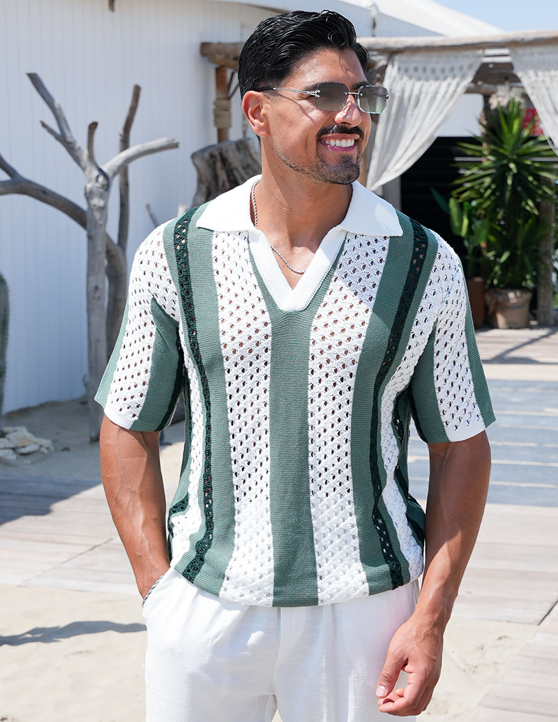 Polo Homme en maille ajourée