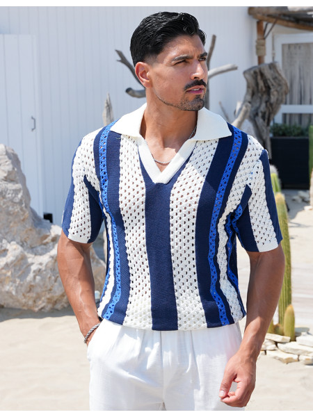 Polo Homme en maille ajourée