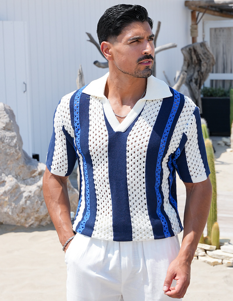 Polo Homme en maille ajourée