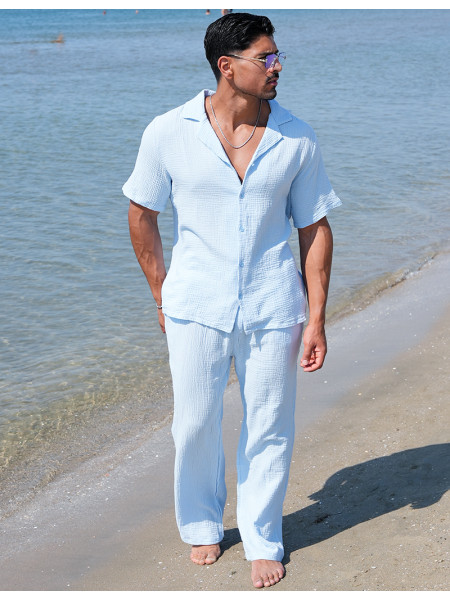 Ensemble pantalon et chemise en gaze de coton