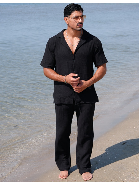 Ensemble pantalon et chemise en gaze de coton