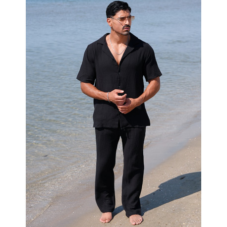 Ensemble pantalon et chemise en gaze de coton