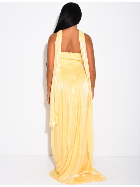 Flared strapless voile dress with matching shawl